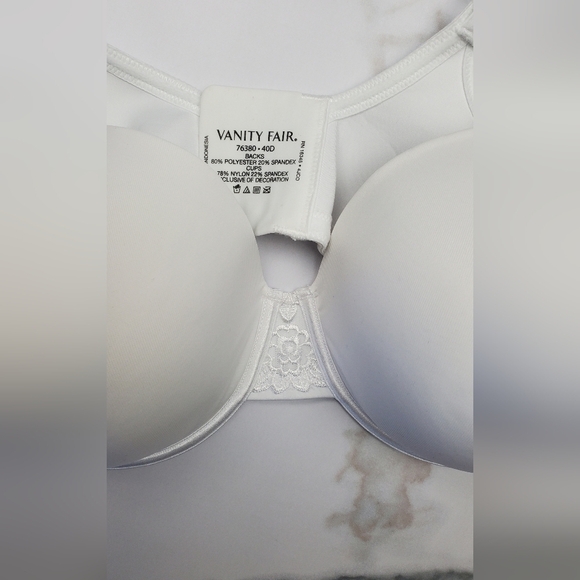 Vanity Fair‎ lightly lined bra White Smooth Back 4-way stretch Size 40D - Picture 2 of 12